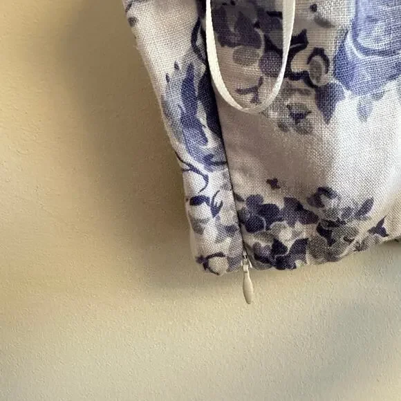 Reformation Teya Linen Two Piece Lupine Size 10 Skirt Crop Top Floral White Blue - Picture 4 of 16